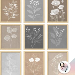 97 Decor Vintage Botanical Wall Art - Retro Floral Wall Art Posters, Farmhouse Pictures Wall Decor, Vintage Botanical Prints For Home Bedroom Office Decorations (8x10 Unframed)