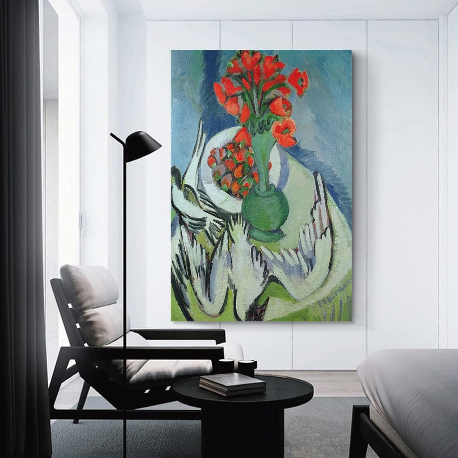 BRogeh Ernst Ludwig Kirchner,Still Life with Seagulls Poppies And Strawberries,art Prints,Vintage Art,canva Canvas Poster Wall Art Bedroom Decor Office Room Kitchen Decor Gift 24x36inch(60x90cm) - Image 3