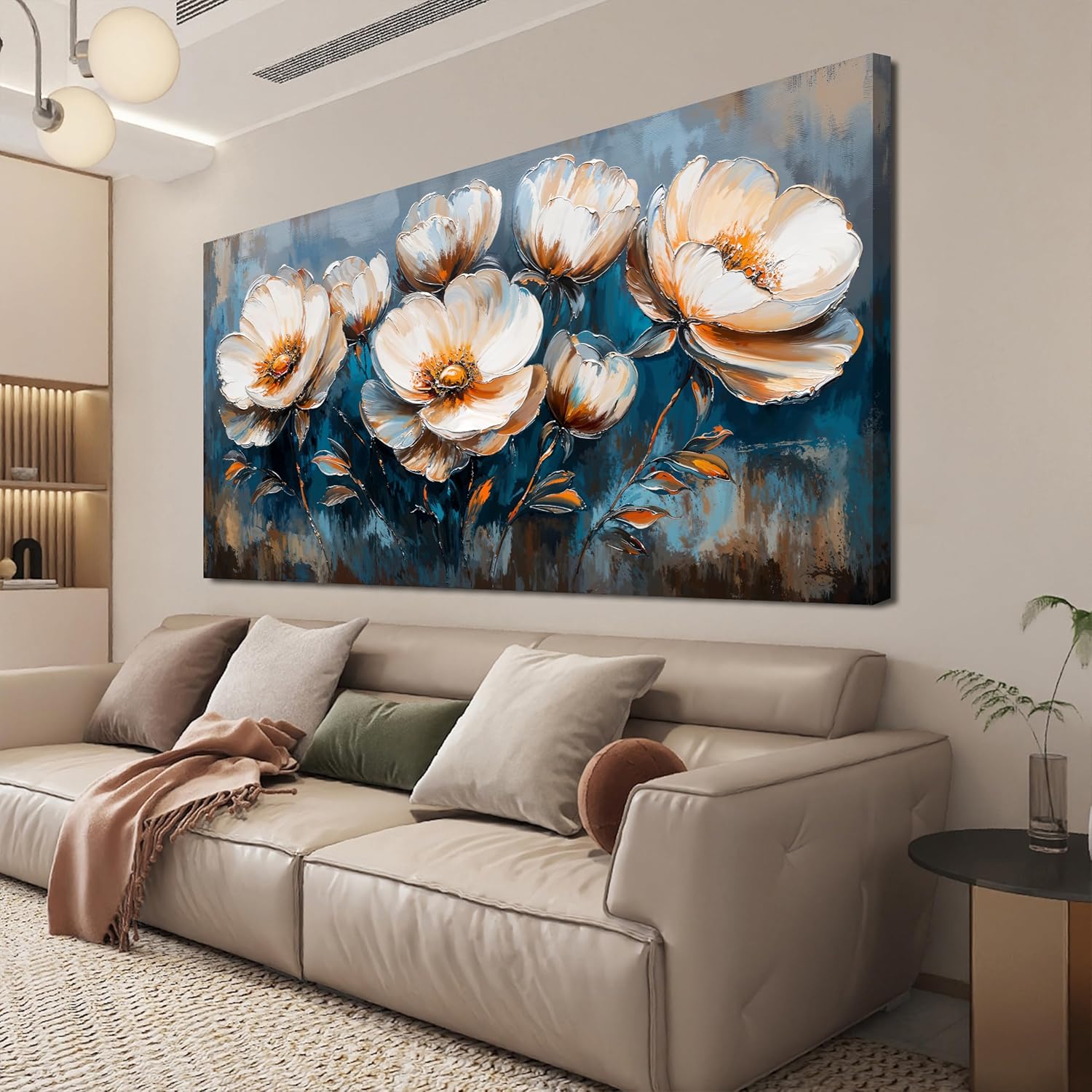 Canvas Wall Art Decor Wall Art Pictures for Living Room White Botanical Wall Art Prints Vintage Flowers Wall Art Decorations Canvas Art Wall Decor Artwork for Walls Bedroom Home Decor 20" X 40"